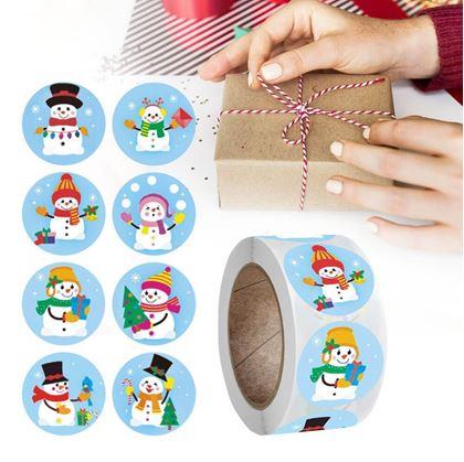 Obrázek z Vánoční samolepky 500 ks  - veselí sněhuláci