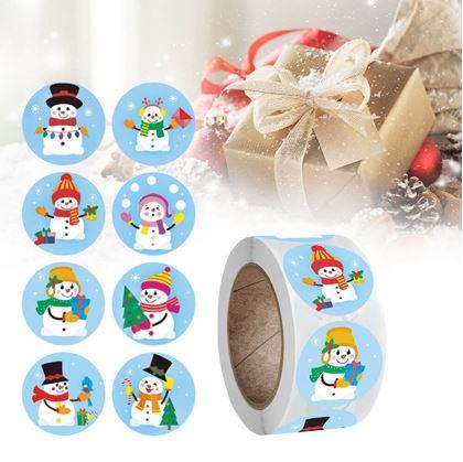 Obrázek z Vánoční samolepky 500 ks  - veselí sněhuláci