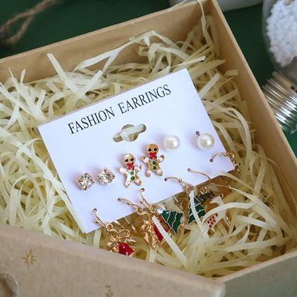 Obrázek z Vánoční náušnice 6 párů - zelená sada