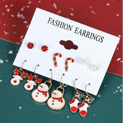 Obrázek z Vánoční náušnice 6 párů - červená sada