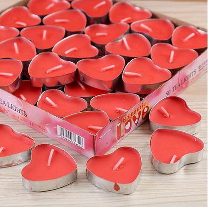 Obrázek z Svíčka srdce 50 ks - červená