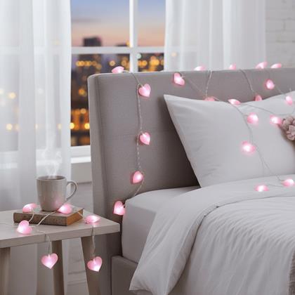 Obrázek z LED světelný řetěz - růžová srdce