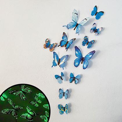 Obrázek z Set svítících motýlků na zeď - modrý