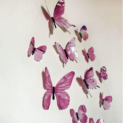 Obrázek z Set svítících motýlků na zeď - růžový