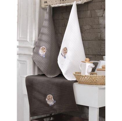 Obrázek z Dárková sada vaflových utěrek 3 ks - káva