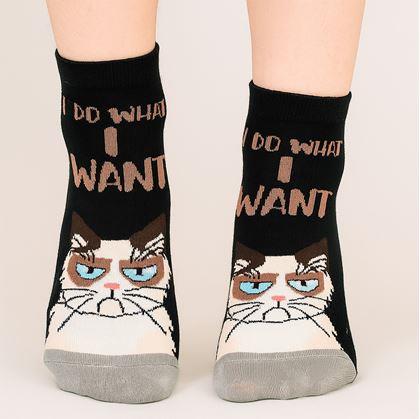 Obrázek z Veselé ponožky naštvaná kočka - černé