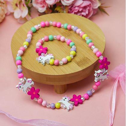 Obrázek z Sada náhrdelník a náramek z dřevěných korálků