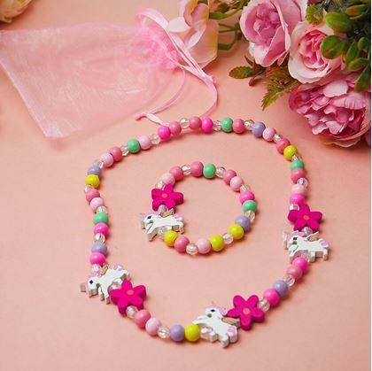 Obrázek z Sada náhrdelník a náramek z dřevěných korálků