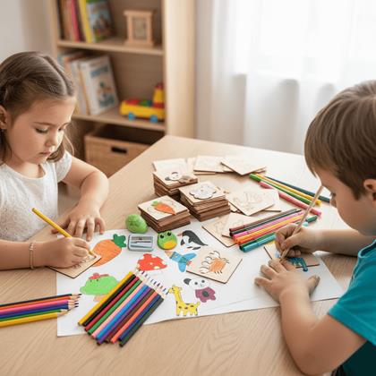 Obrázek z Dřevěná sada na obkreslování 100 ks