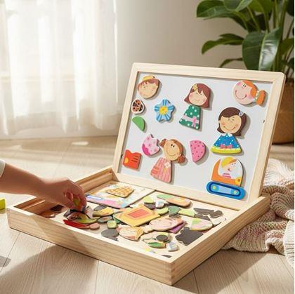 Obrázek z Dřevěná magnetická tabulka - postavičky 