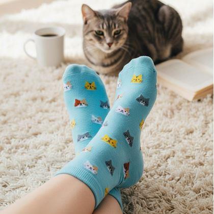 Obrázek z Ponožky s kočičkami - modré