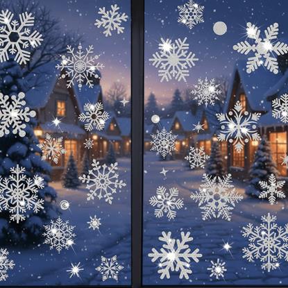 Obrázek Nálepky na okno - sněhové vločky 52 ks