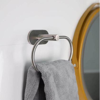 Obrázek z Nalepovací držák na ručníky kruh - stříbrný