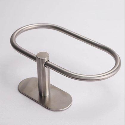 Obrázek z Nalepovací držák na ručníky kruh - stříbrný