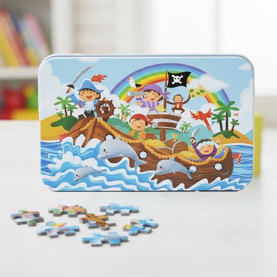 Obrázek z Dětské puzzle v plechové krabičce - piráti