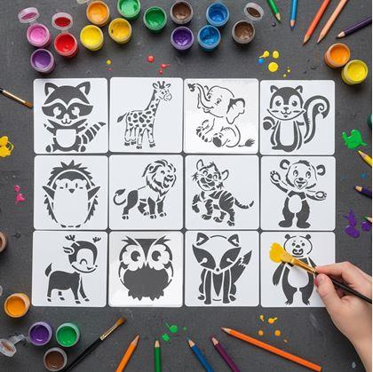 Obrázek z Šablony zvířátek na malování 13x13 cm 12 ks