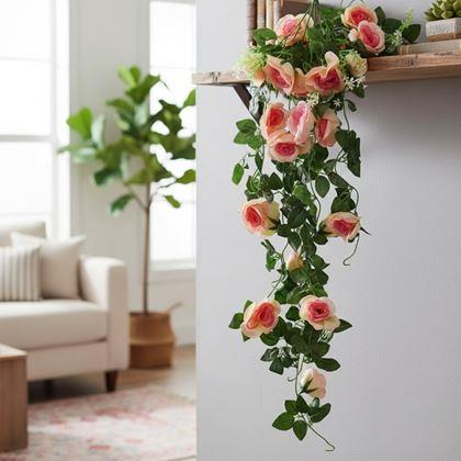 Obrázek z Umělá převislá květina 90 cm - růžovo-oranžová