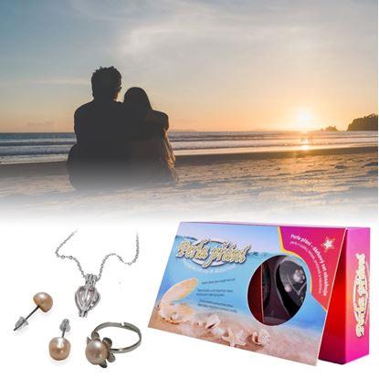 Obrázek Perla přání v perlorodce s náhrdelníkem, náušnicemi a prstýnkem