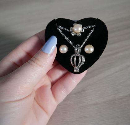 Obrázek z Perla přání v perlorodce s náhrdelníkem, náušnicemi a prstýnkem