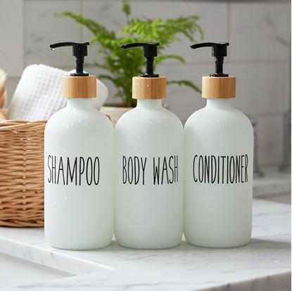 Obrázek Dávkovače do koupelny na šampon, kondicionér a sprchový gel