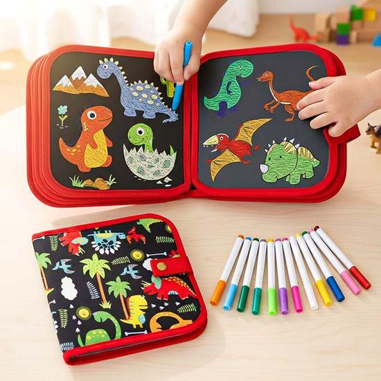 Obrázek z Dětská kreslící knížka s fixy - dinosauři