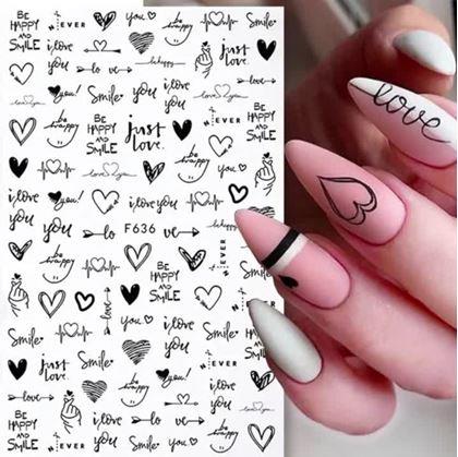 Obrázek z Sada samolepek na nehty - 93 ks zamilované