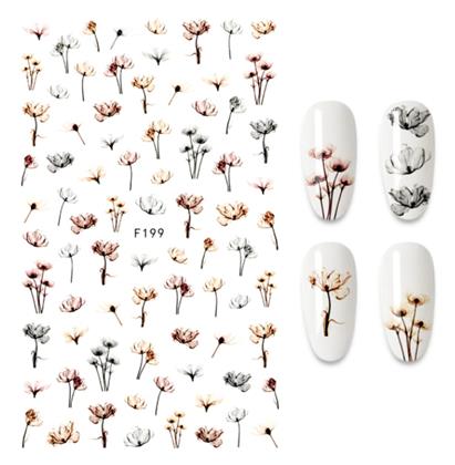 Obrázek z Sada samolepek na nehty - 79 ks luční kvítí