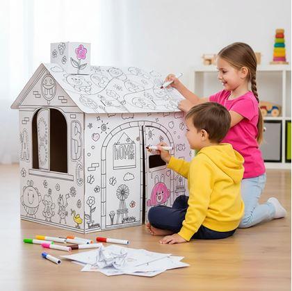 Obrázek z Dětský domeček k vybarvení s fixy 60,5 x 48 x 70 cm