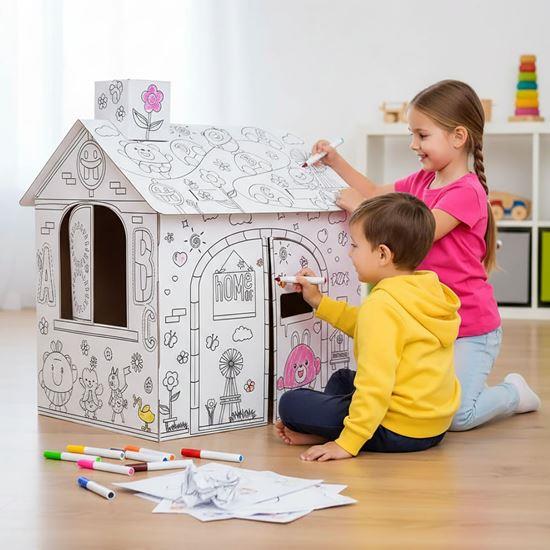Obrázek z Dětský domeček k vybarvení s fixy 60,5 x 48 x 70 cm