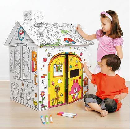 Obrázek z Dětský domeček k vybarvení s fixy 60,5 x 48 x 70 cm