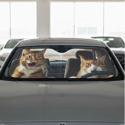 Obrázek z Protisluneční clona do auta s přísavkami - kočky