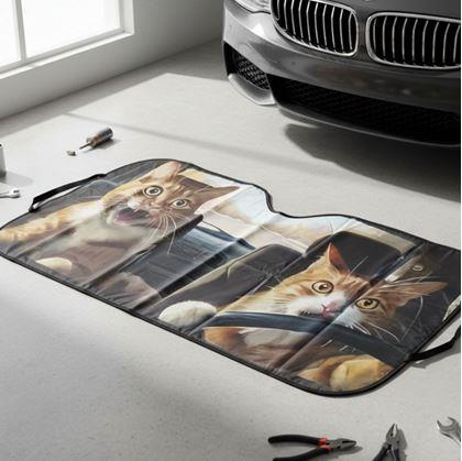 Obrázek z Protisluneční clona do auta s přísavkami - kočky