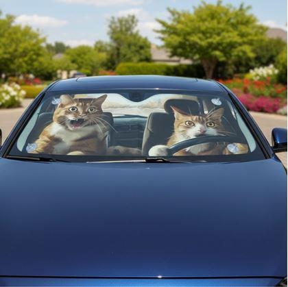 Obrázek z Protisluneční clona do auta s přísavkami - kočky