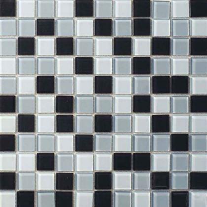 Obrázek z Skleněná mozaika na mřížce 30 x 30 cm - černobílá