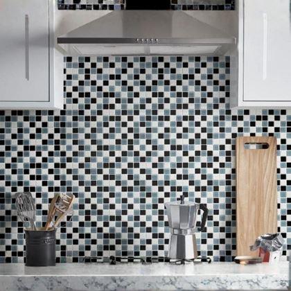 Obrázek z Skleněná mozaika na mřížce 30 x 30 cm - černobílá