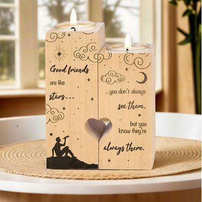 Obrázek Dřevěné svícny na čajové svíčky pro páry, 2 ks