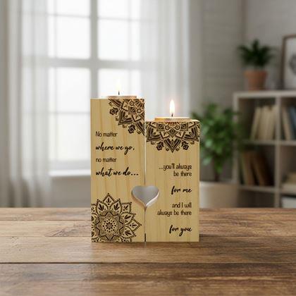 Obrázek z Dřevěné svícny na čajové svíčky pro páry, 2 ks - mandala