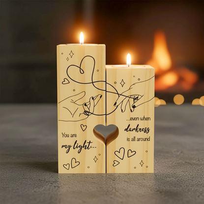 Obrázek Dřevěné svícny na čajové svíčky pro páry, 2 ks