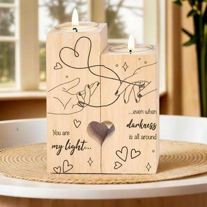 Obrázek Dřevěné svícny na čajové svíčky pro páry, 2 ks