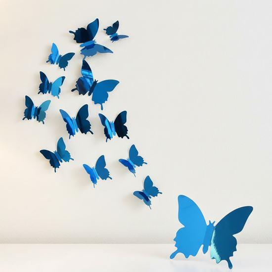 Obrázek z Zrcadlový motýl 12 ks - modrý