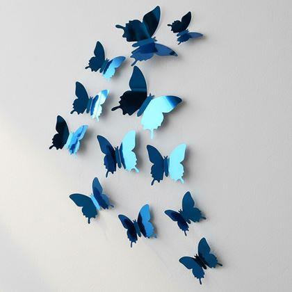 Obrázek z Zrcadlový motýl 12 ks - modrý