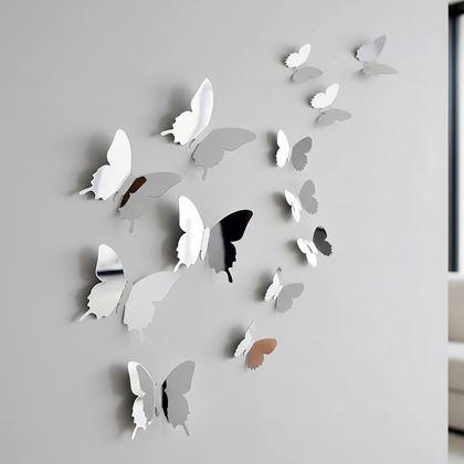 Obrázek z Zrcadlový motýl 12 ks - stříbrný