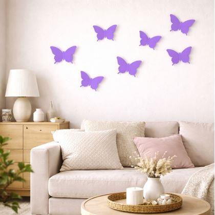 Obrázek z 3D motýlci na zeď - fialová