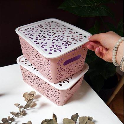 Obrázek z Úložný box s víkem malý - růžový