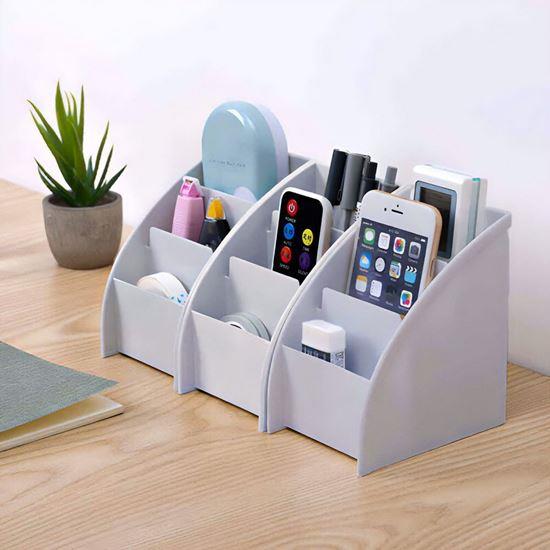 Obrázek z Organizér na stůl s přihrádkami - světle šedý