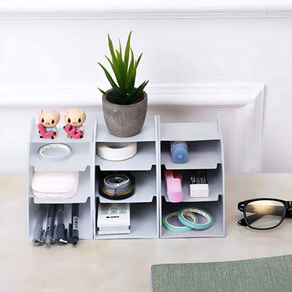 Obrázek z Organizér na stůl s přihrádkami - světle šedý