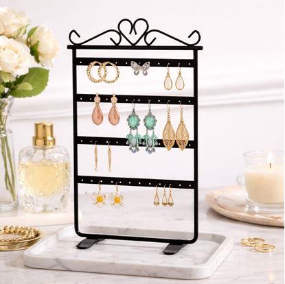 Obrázek Stojan na šperky a náušnice kovový - černý