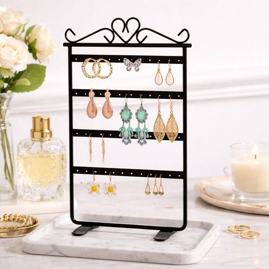 Obrázek z Stojan na šperky a náušnice kovový - černý - 