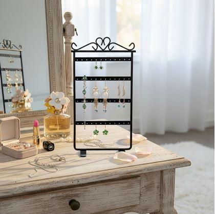 Obrázek z Stojan na šperky a náušnice kovový - černý - 