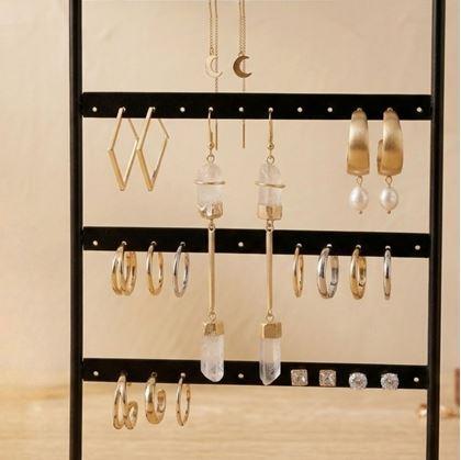 Obrázek z Stojan na šperky a náušnice kovový - černý - 